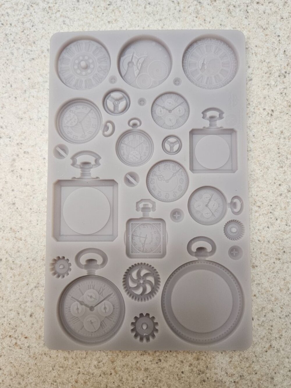 Silicone Steampunk Watch & Gear Mold - Light Gray